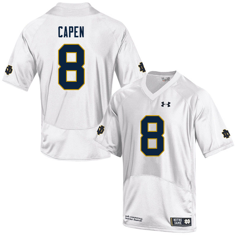 Men's NCAA Notre Dame Fighting Irish #8 Cole Capen Stitched College Under Armour Authentic White Football Jersey QF10A42PP